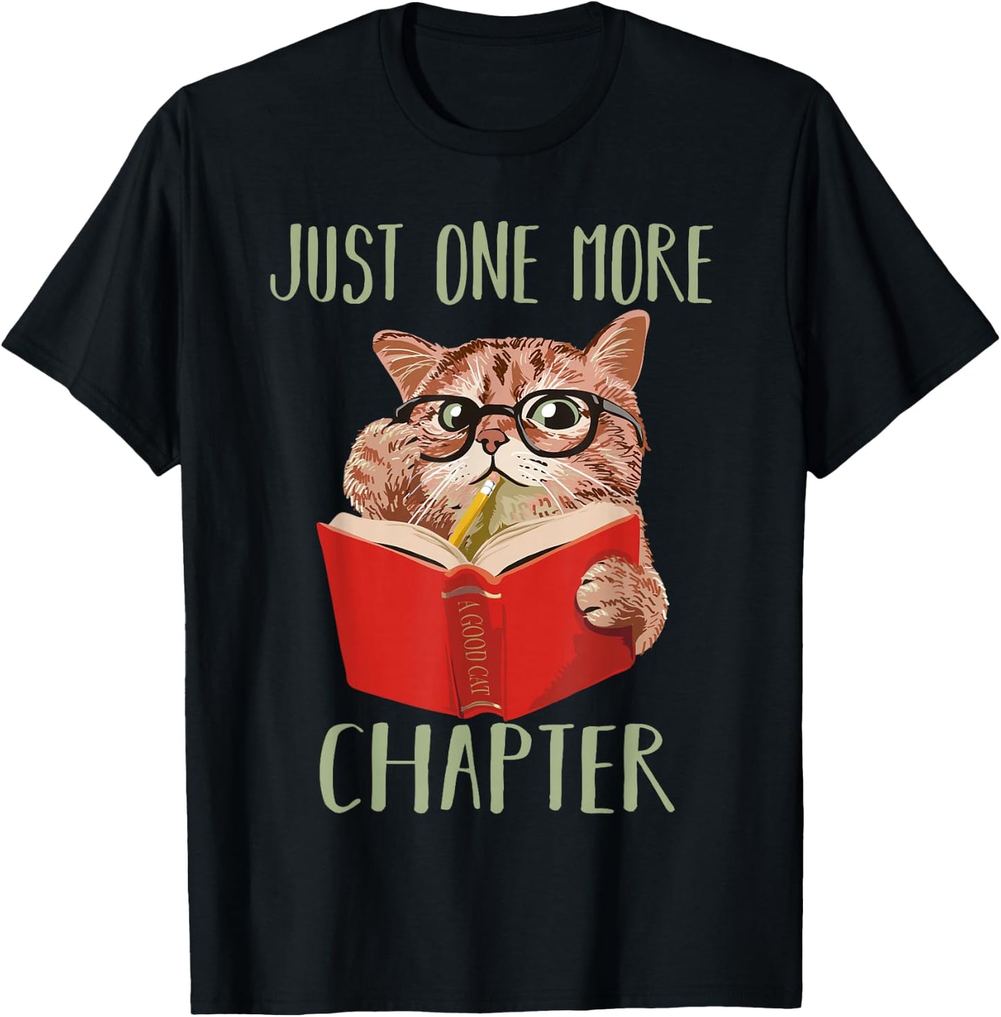 Just One More Chapter Book Reading Cat T-Shirt - T-Shirt | Black