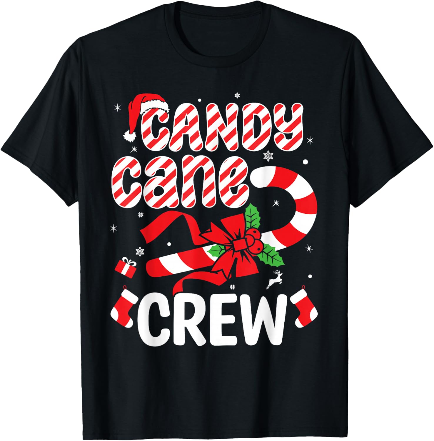 Candy Cane Crew - Funny Christmas Holiday Men Women T-Shirt - T-Shirt | Black