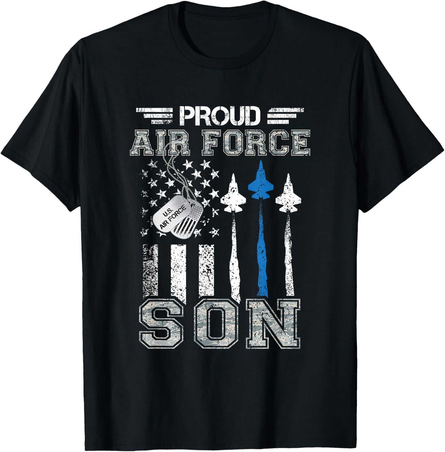 Proud Air Force Son US Air Force Graduation Son Gifts T-Shirt - T-Shirt | Black