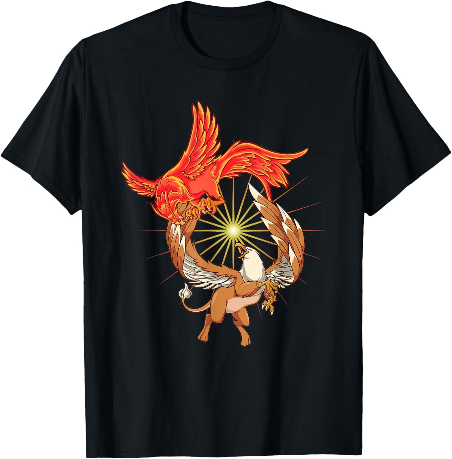 Animals of mythology - phoenix vs griffin T-Shirt - T-Shirt | Black