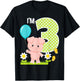 Pig 3rd Birthday Toddler 3 Year Old Birthday Boy Piglet Bday T-Shirt - T-Shirt | Black