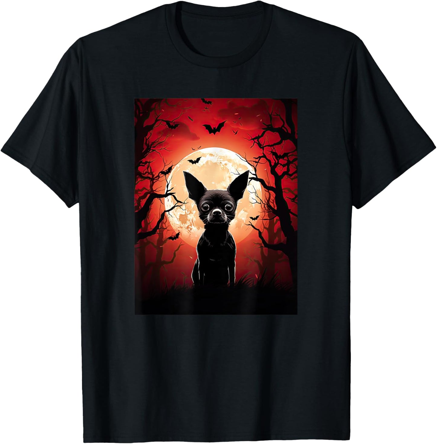 Evil Chihuahua Dog Moon Silhouette Halloween Cute Chihuahua Women T-Shirt - T-Shirt | Black