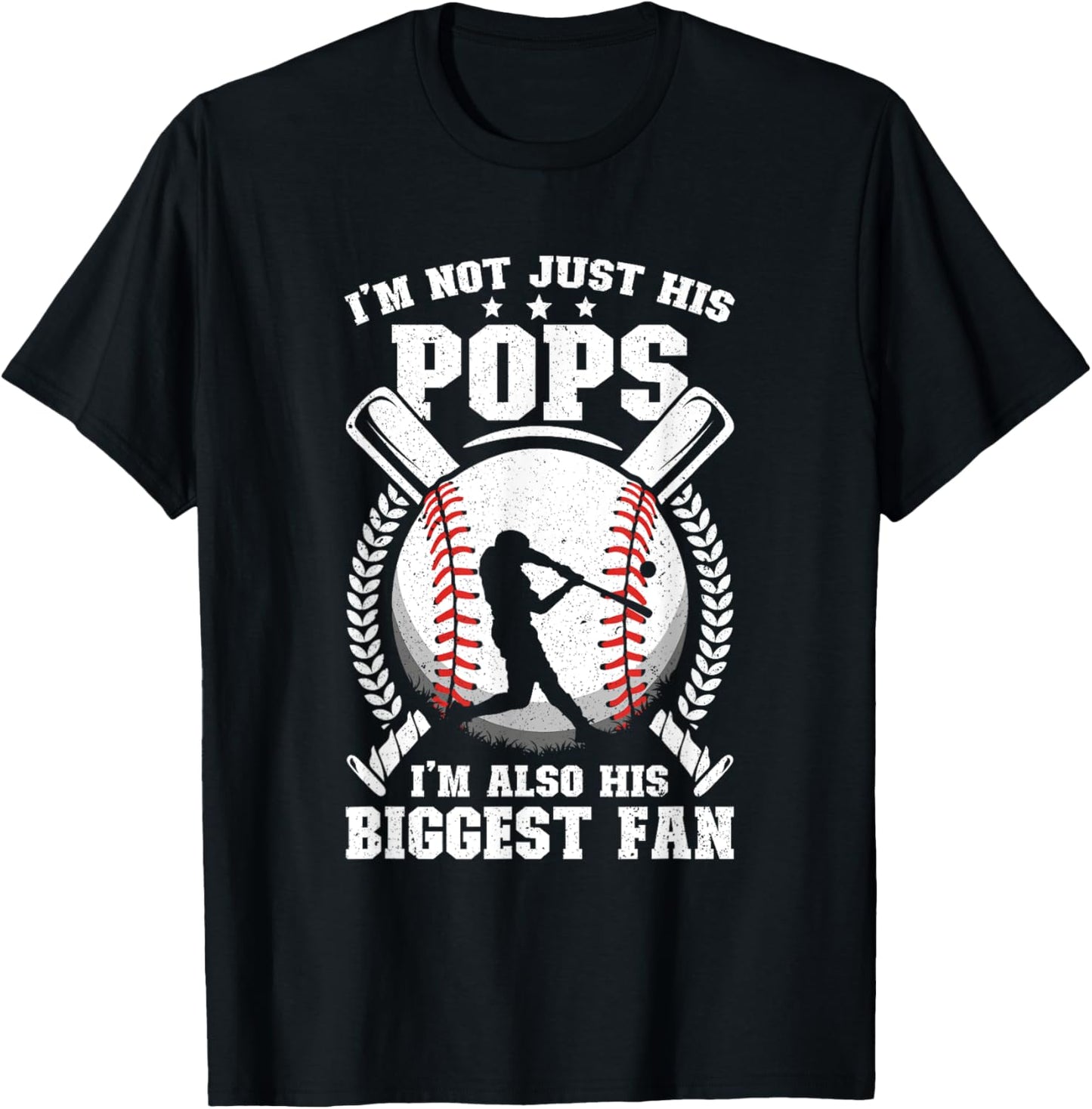 His Biggest Fan Baseball Pops Of A Baseball Player T-Shirt - T-Shirt | Black