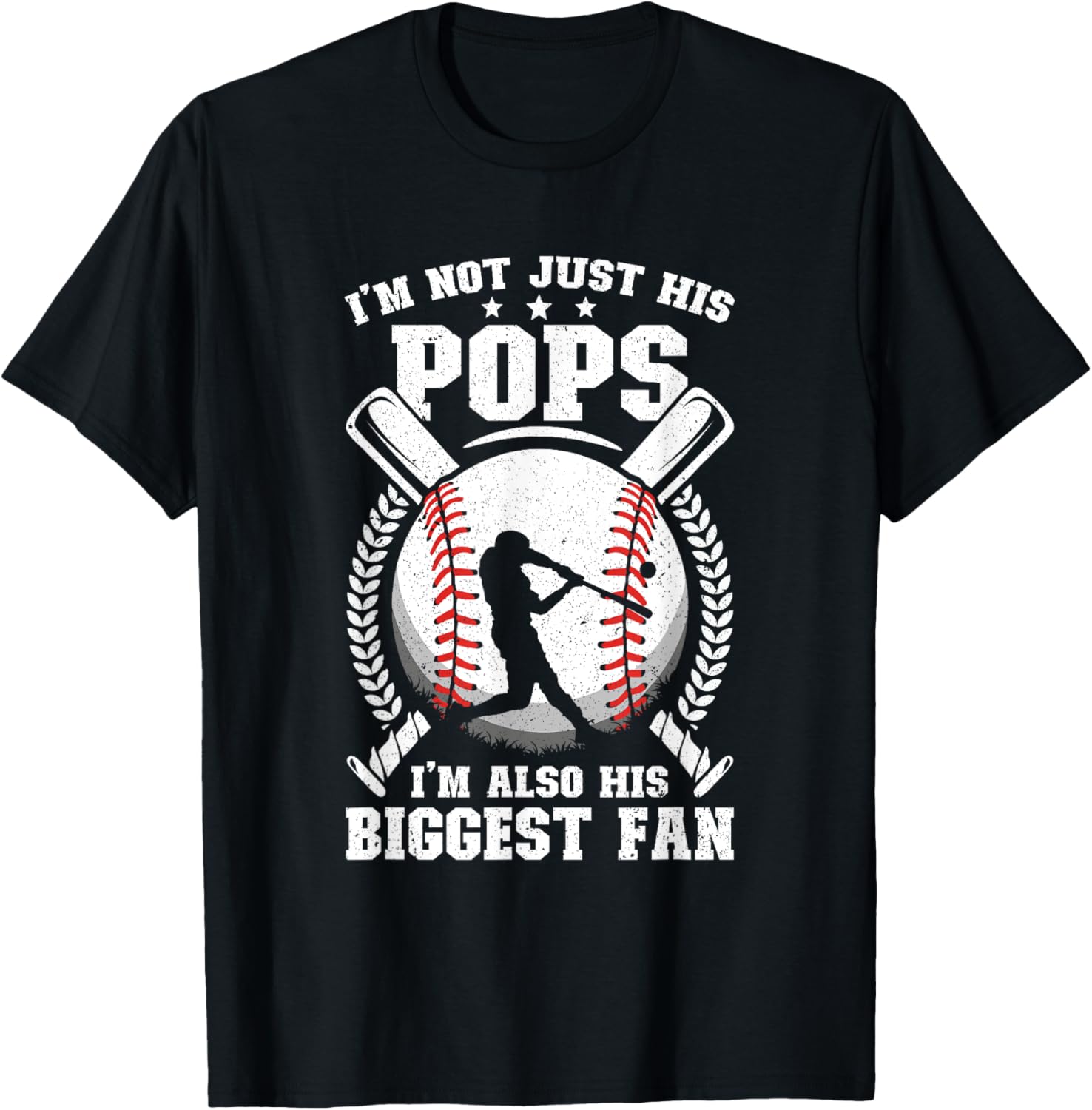 His Biggest Fan Baseball Pops Of A Baseball Player T-Shirt - T-Shirt | Black