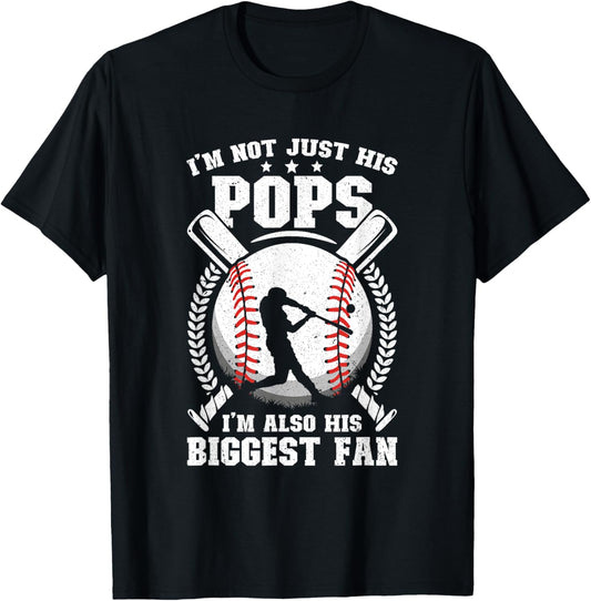His Biggest Fan Baseball Pops Of A Baseball Player T-Shirt - T-Shirt | Black