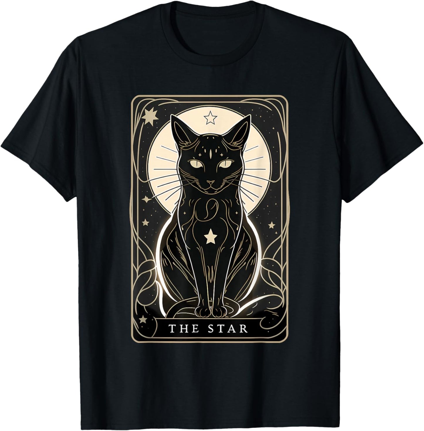 Star Cat Tarot Card Graphic for Tarot Cat Lovers T-Shirt - T-Shirt | Black