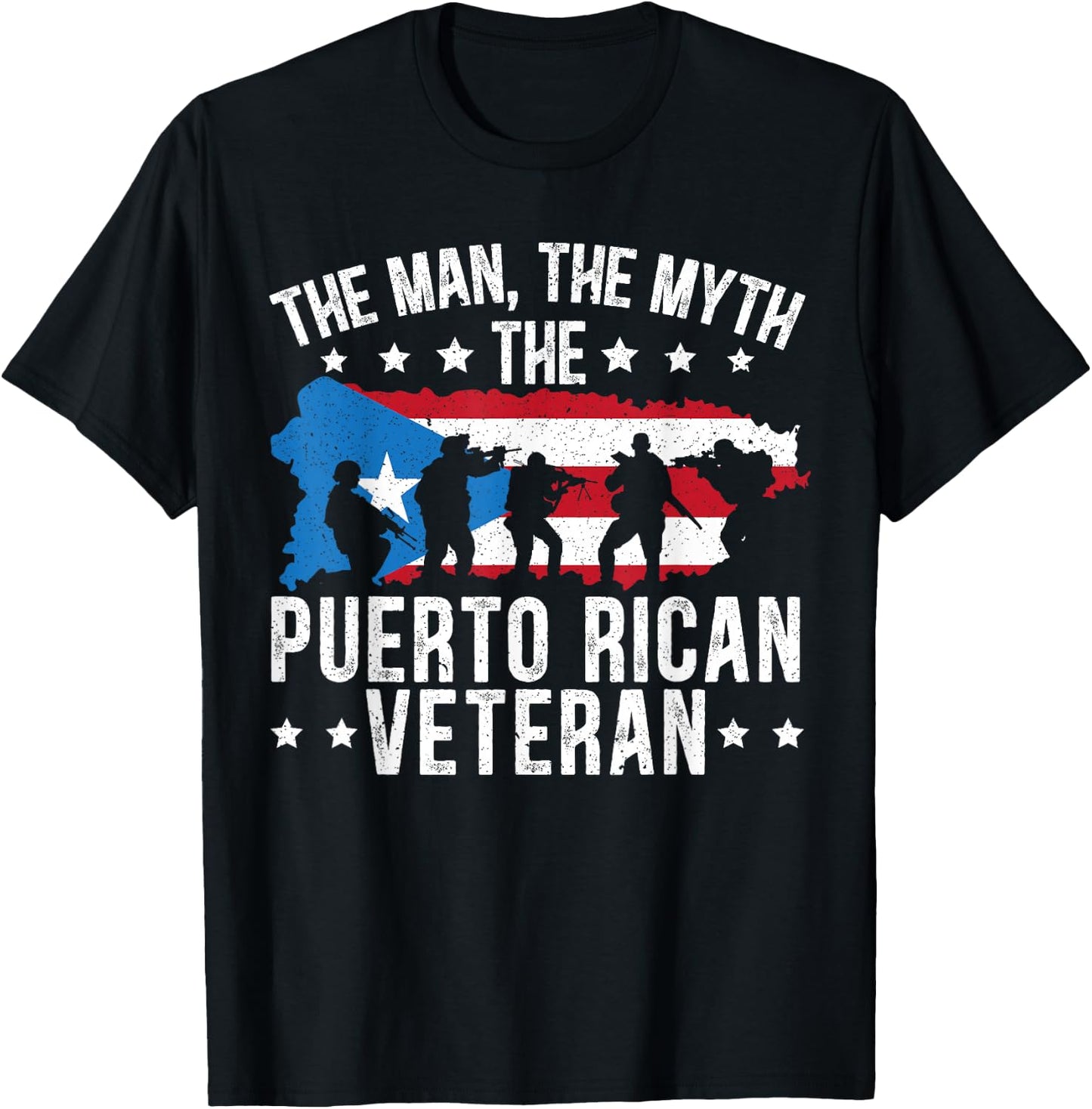 The Man The Myth The Puerto Rican Veteran Military Army T-Shirt - T-Shirt | Black