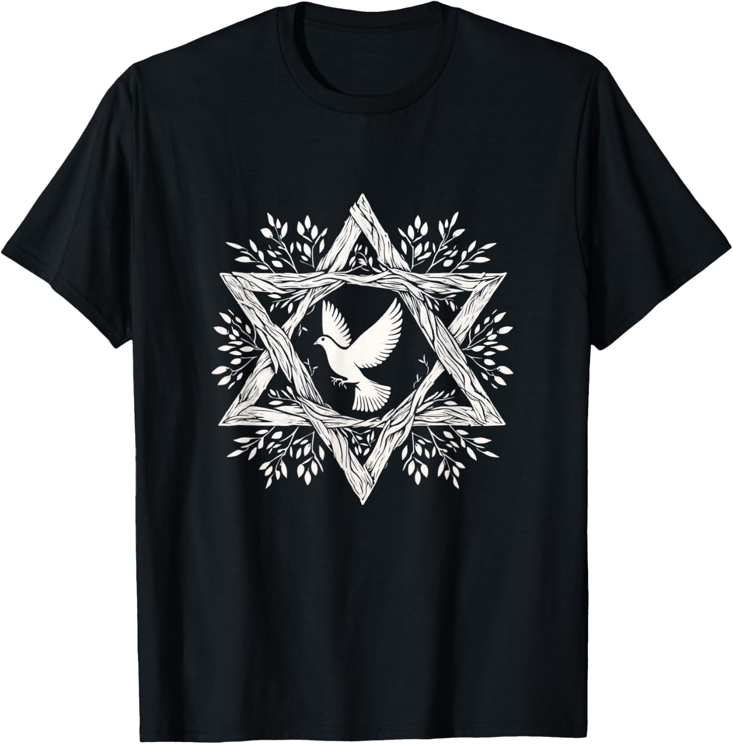 Peace Dove Star Of David Shalom Salam World Peace Now T-Shirt - T-Shirt | Black