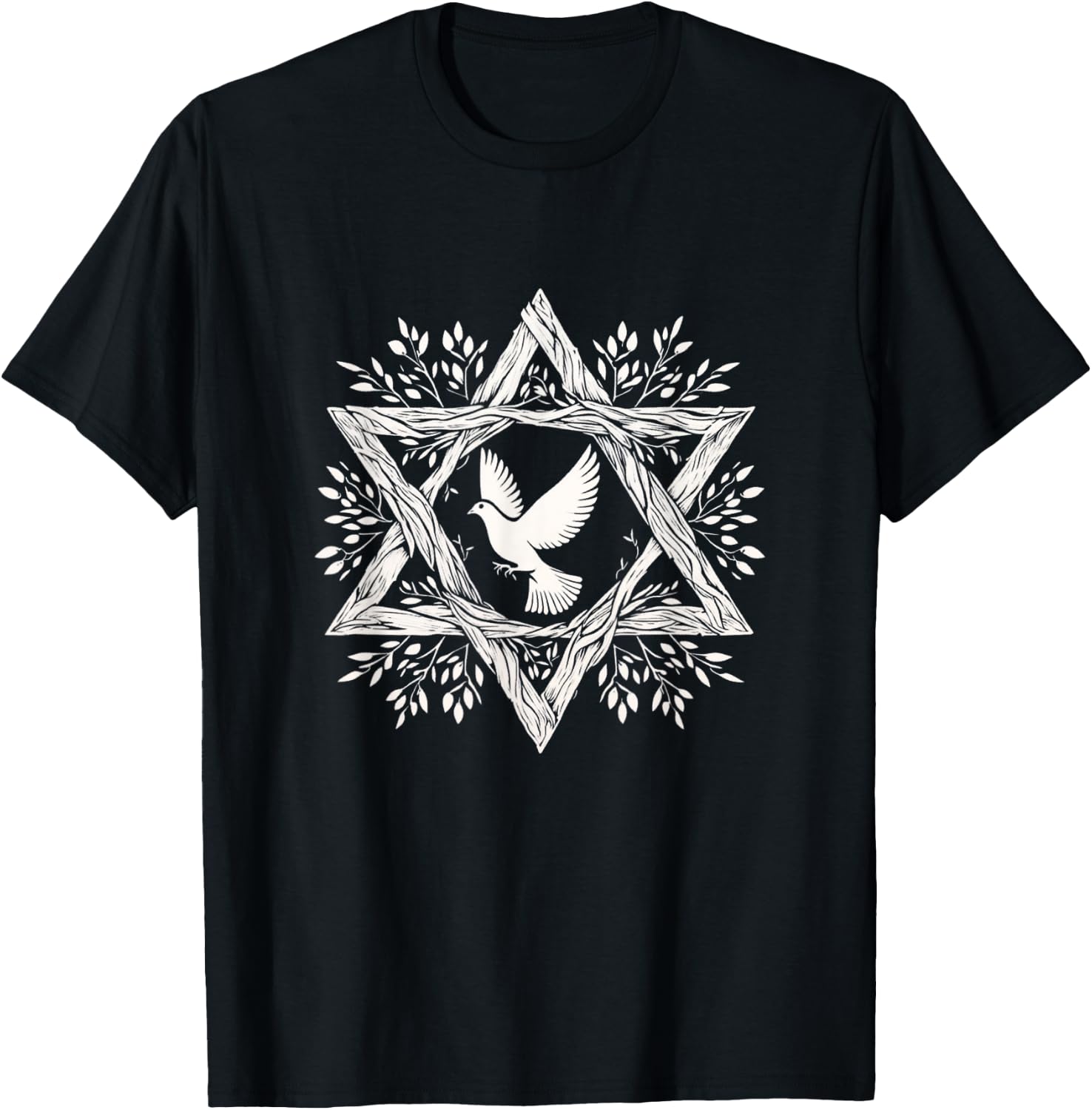 Peace Dove Star Of David Shalom Salam World Peace Now T-Shirt - T-Shirt | Black