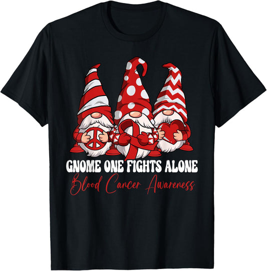 Gnome One Fights Alone Blood Cancer Awareness T-Shirt - T-Shirt | Black