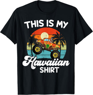 This My Hawaiian Shirt Hawaii Kids Boy Toddler Monster Truck T-Shirt - T-Shirt | Black