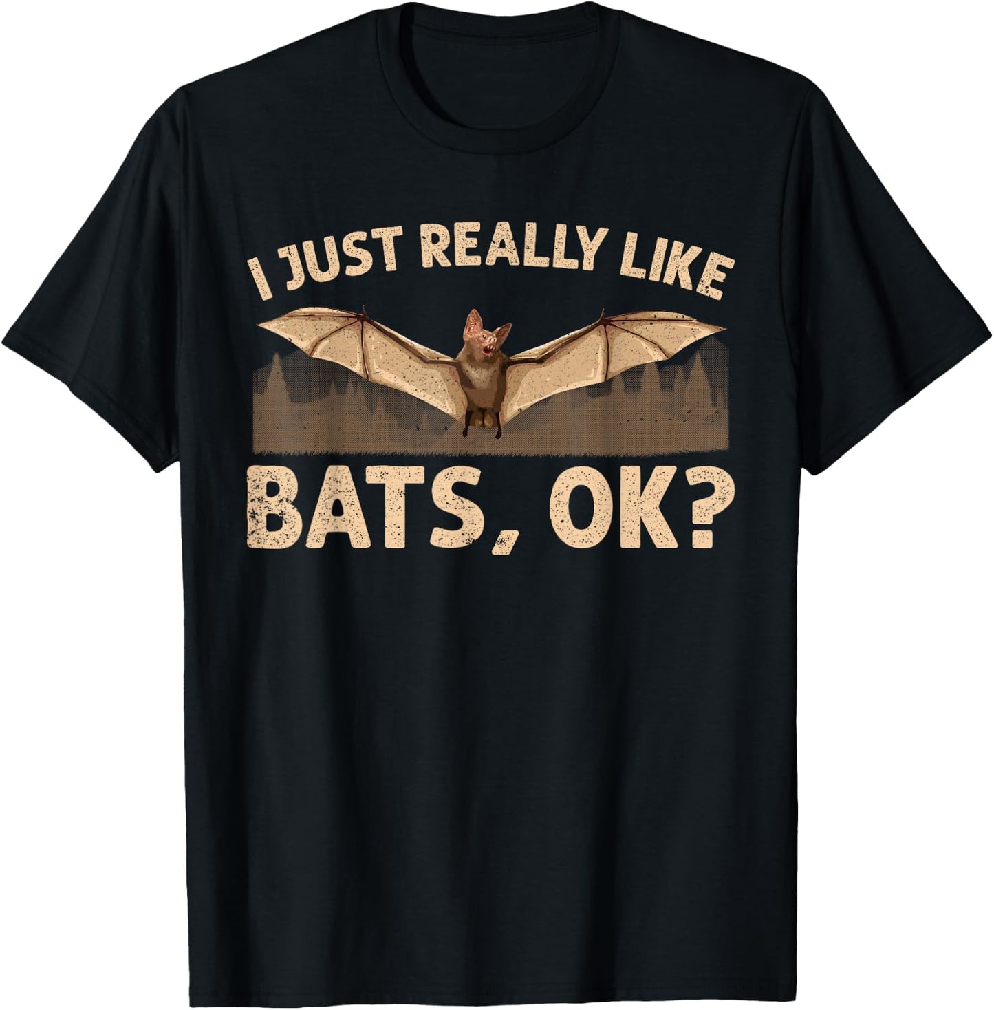 Cute Bat Design Women Nocturnal Animal Bat Lovers T-Shirt - T-Shirt | Black