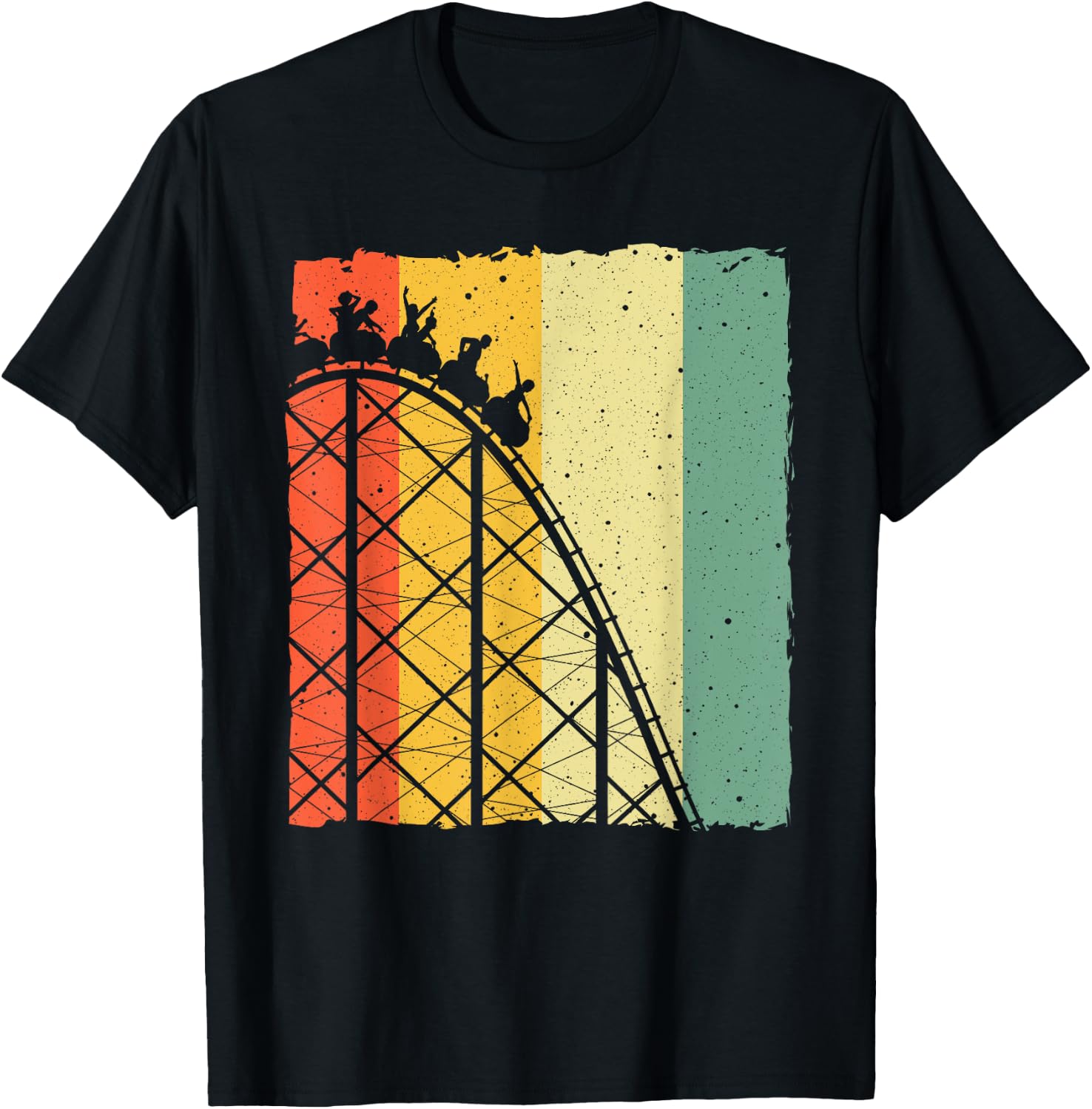 Cute Vintage Roller Coaster Design Men Women Amusement Park T-Shirt - T-Shirt | Black