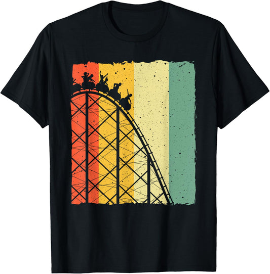 Cute Vintage Roller Coaster Design Men Women Amusement Park T-Shirt - T-Shirt | Black