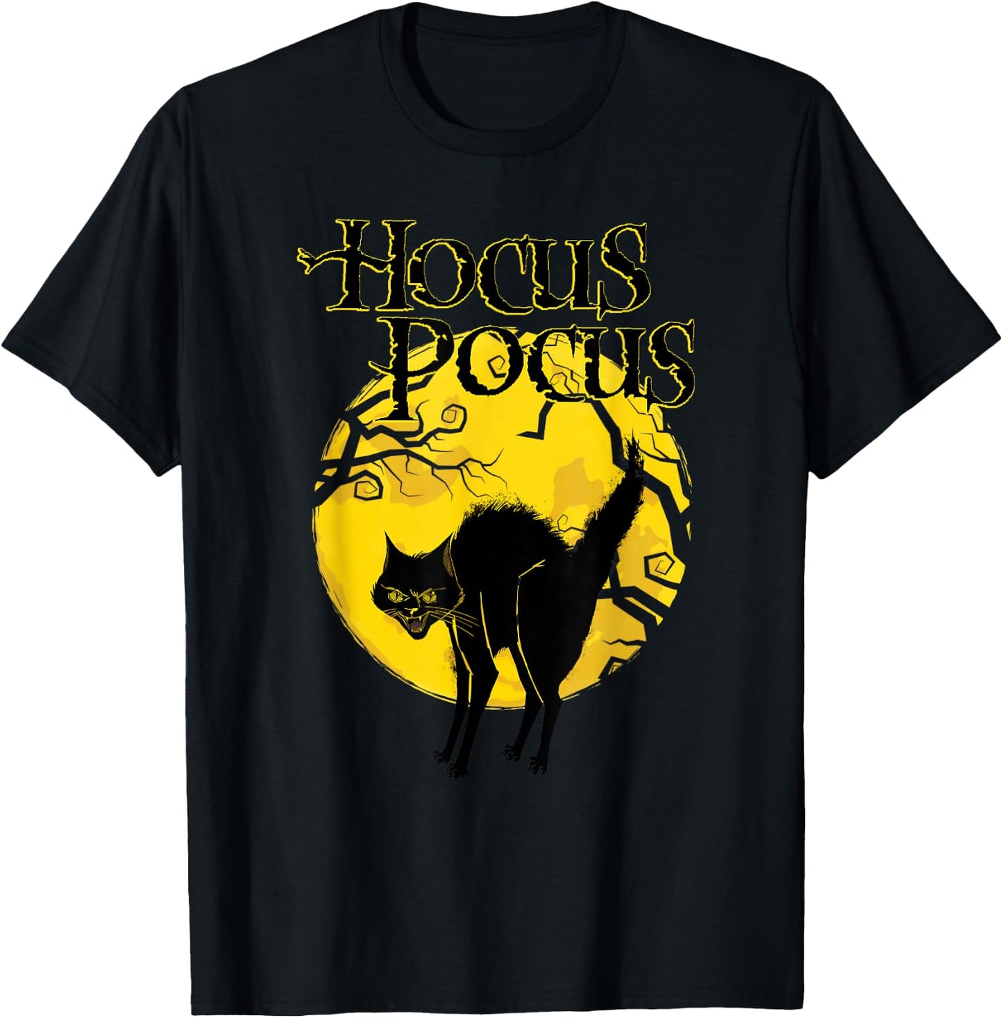 Disney Hocus Pocus Black Cat Binx Moon Silhouette V2 T-Shirt - T-Shirt | Black