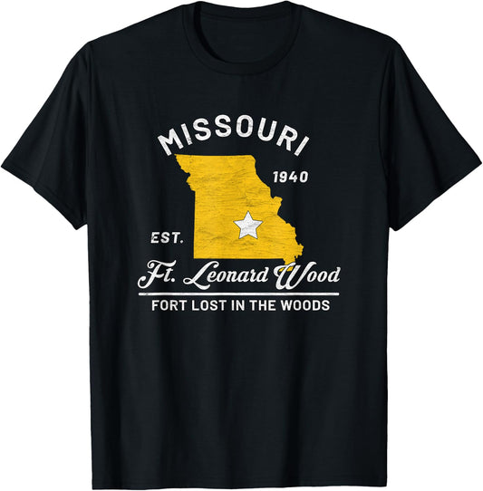 Fort Leonard Wood Missouri Mo Vintage Fort Lost in the Woods T-Shirt - T-Shirt | Black