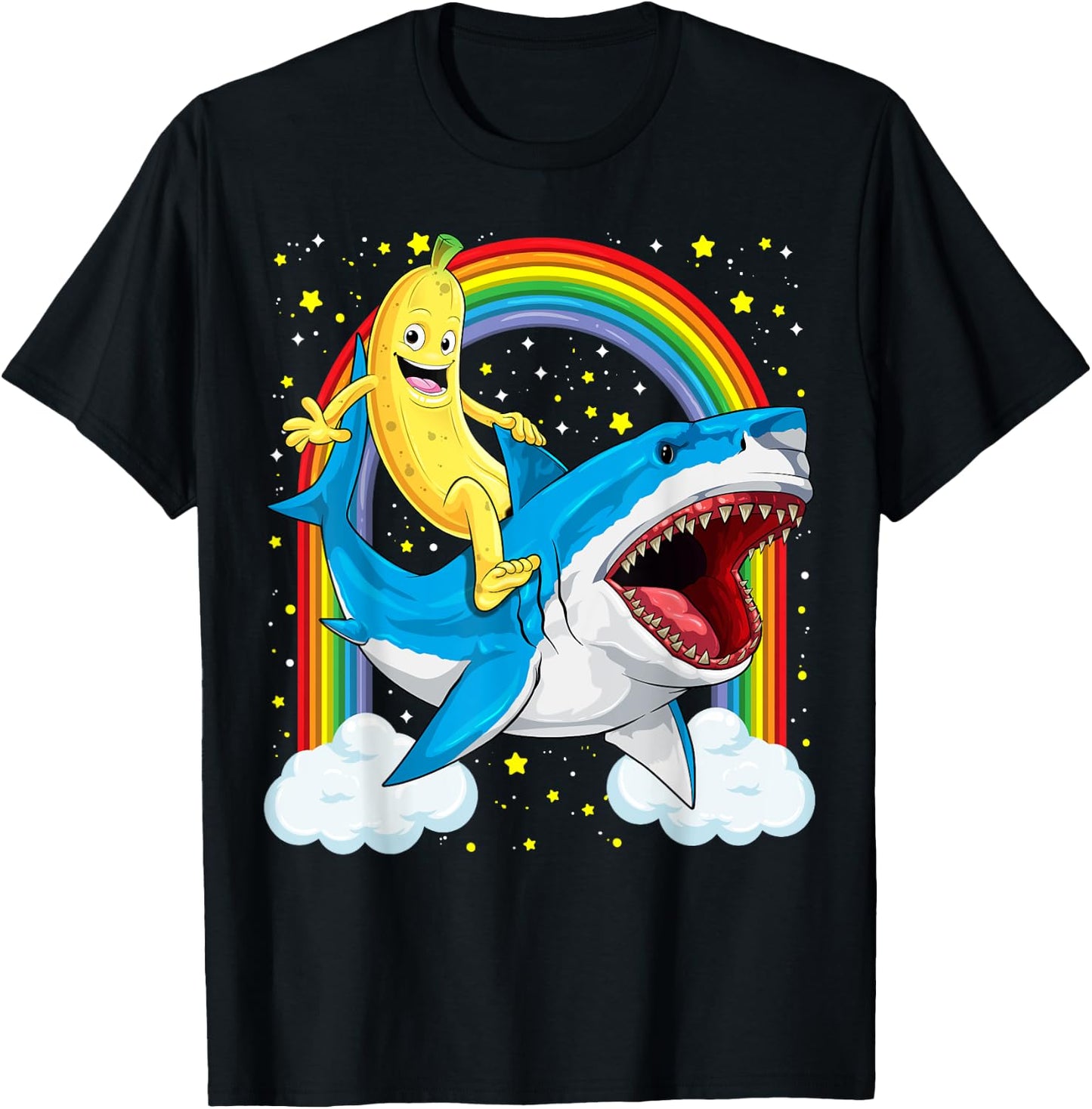 Banana Shirt Banana Shark Fruitful Sea Predator Funny T-Shirt - T-Shirt | Black