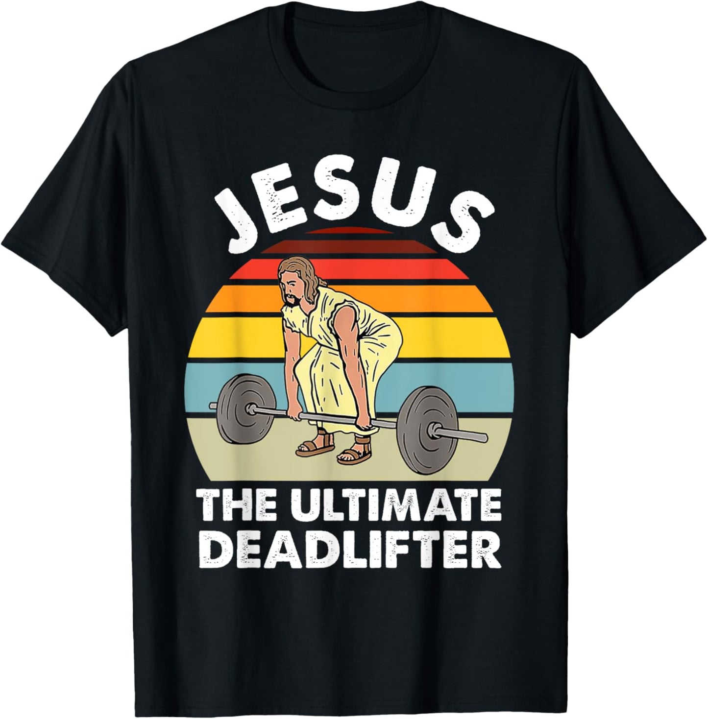 Vintage Jesus The Ultimate Deadlifter Funny Gym Bodybuliding T-Shirt - T-Shirt | Black
