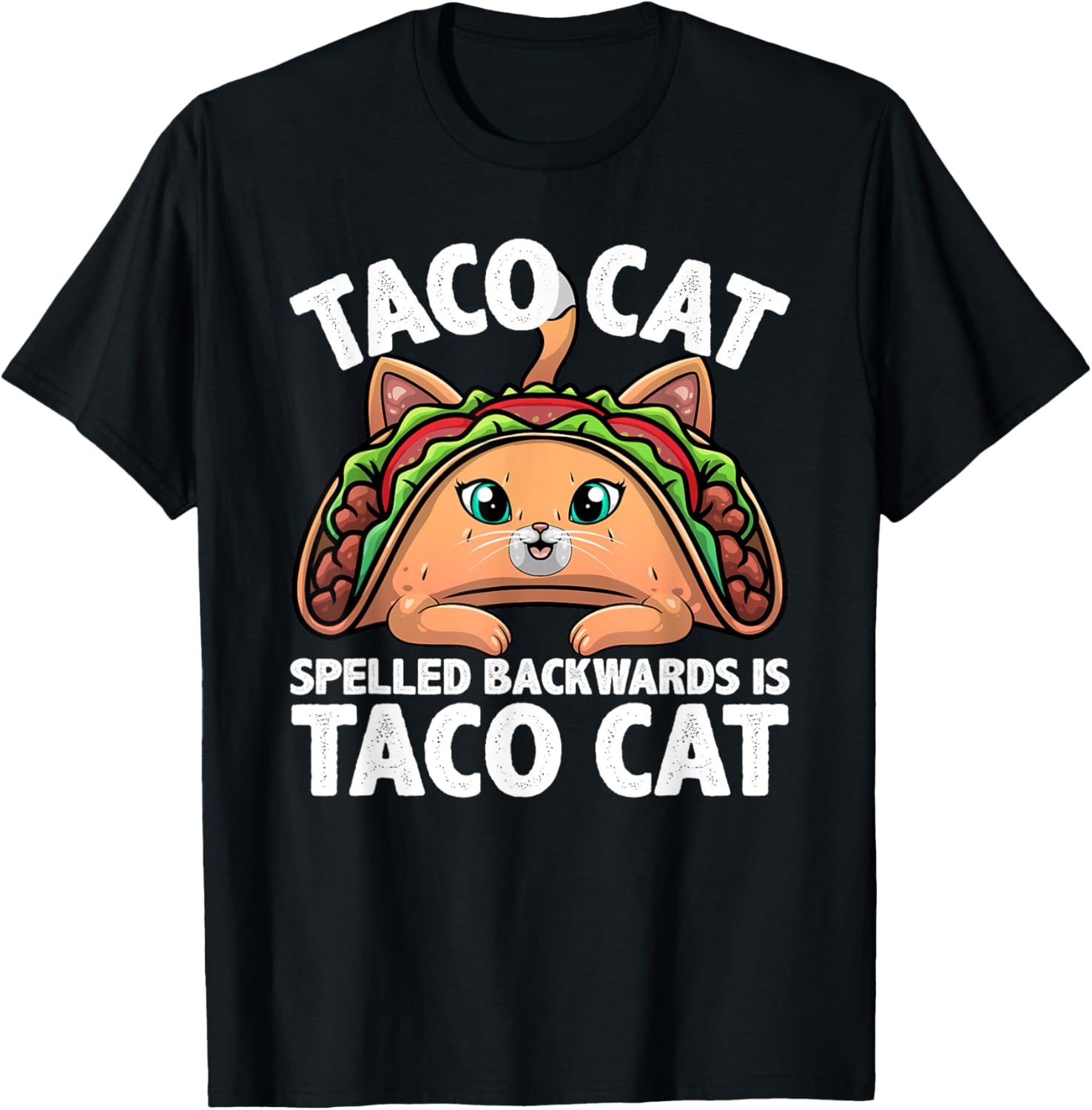 Cute Taco Cat Design Women Kids Taco Mexican Food T-Shirt - T-Shirt | Black