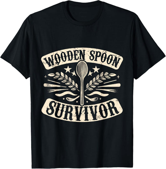 Wooden Spoon Survivor Design Women Funny Vintage T-Shirt - T-Shirt | Black