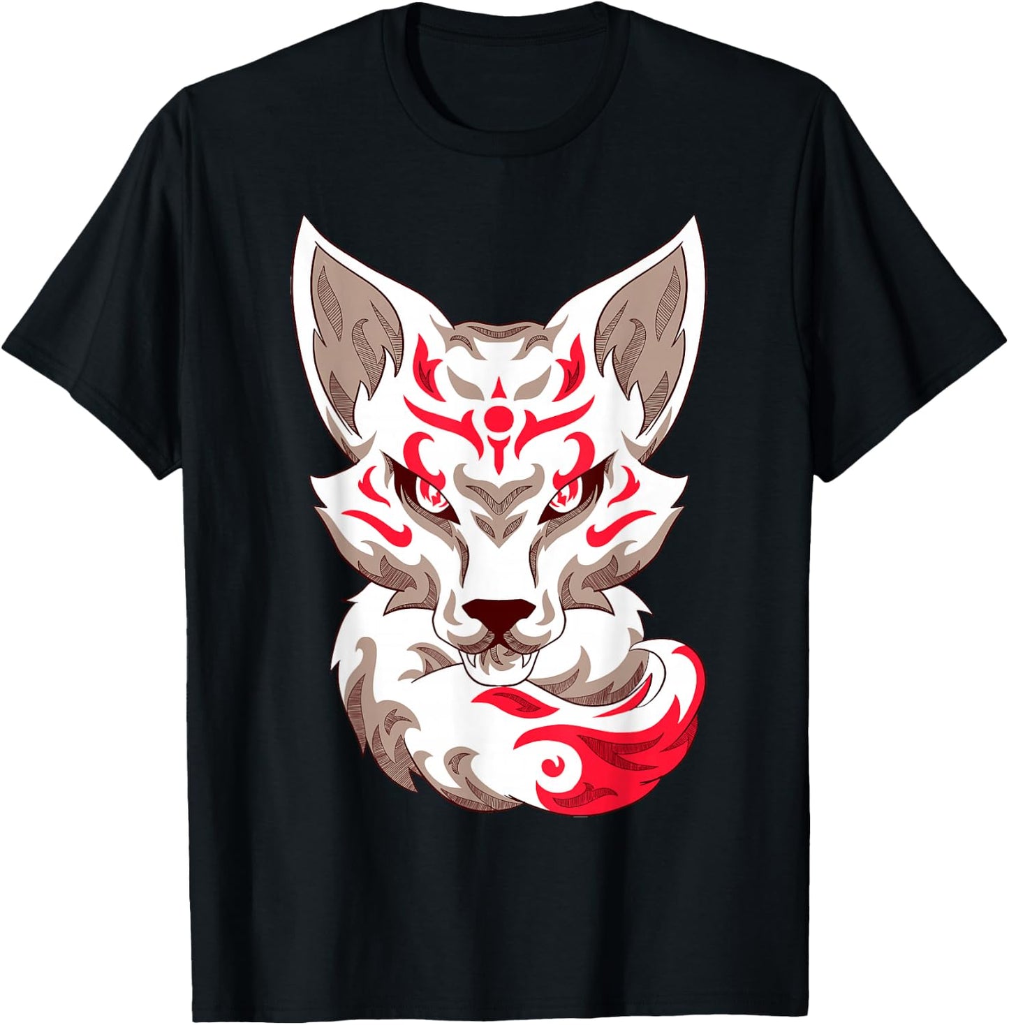 Kitsune Mask Nine-Tailed Fox T-Shirt - T-Shirt | Black