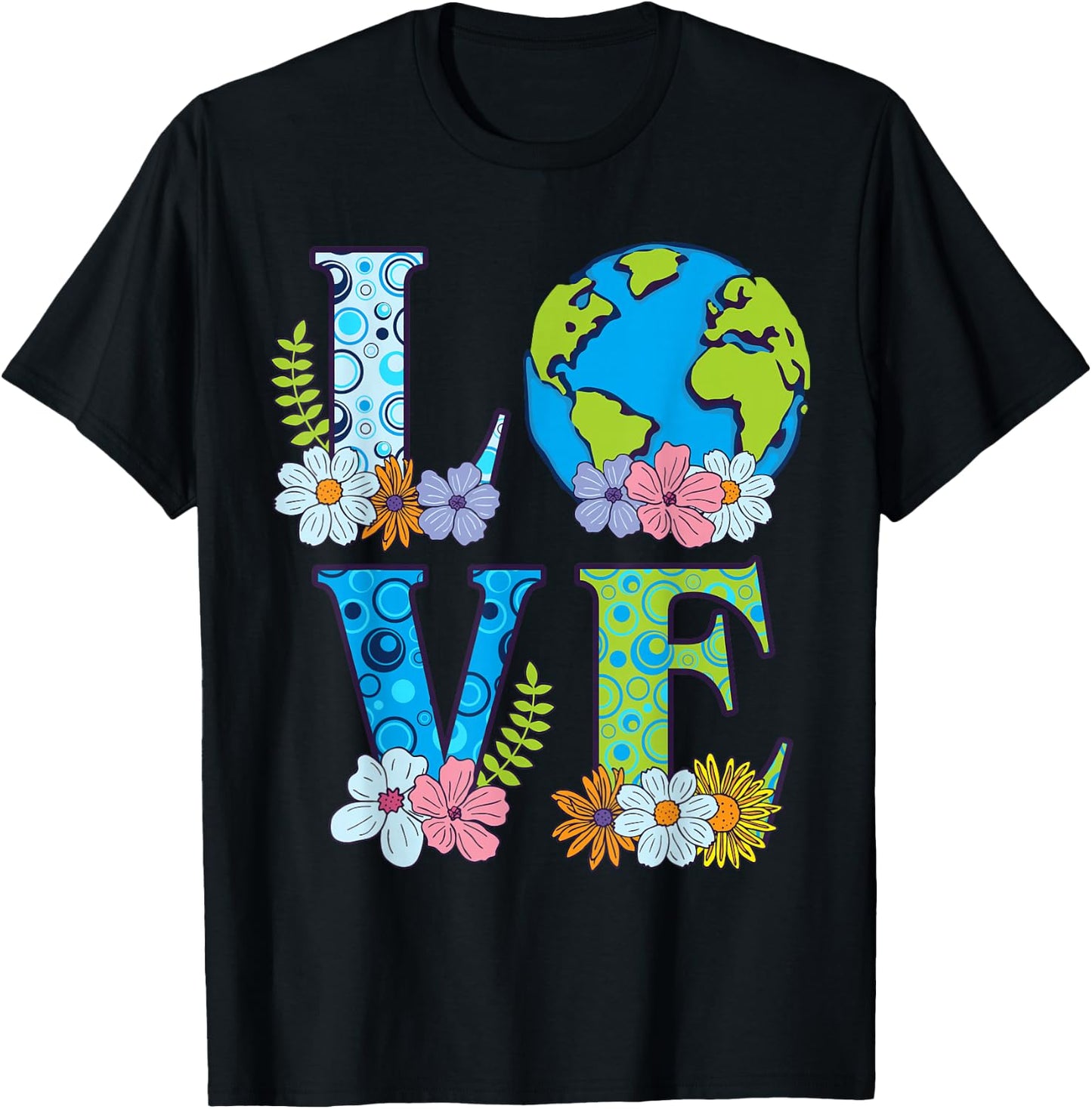 Happy Earth Day Birthday Save Nature Love Girl Environment T-Shirt - T-Shirt | Black