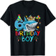 6th Birthday Shark Ocean Theme Party 6 Years Old For Boy T-Shirt - T-Shirt | Black