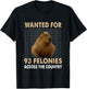 Capybara Mugshot Wanted For 93 Felonies Across The Country T-Shirt - T-Shirt | Black