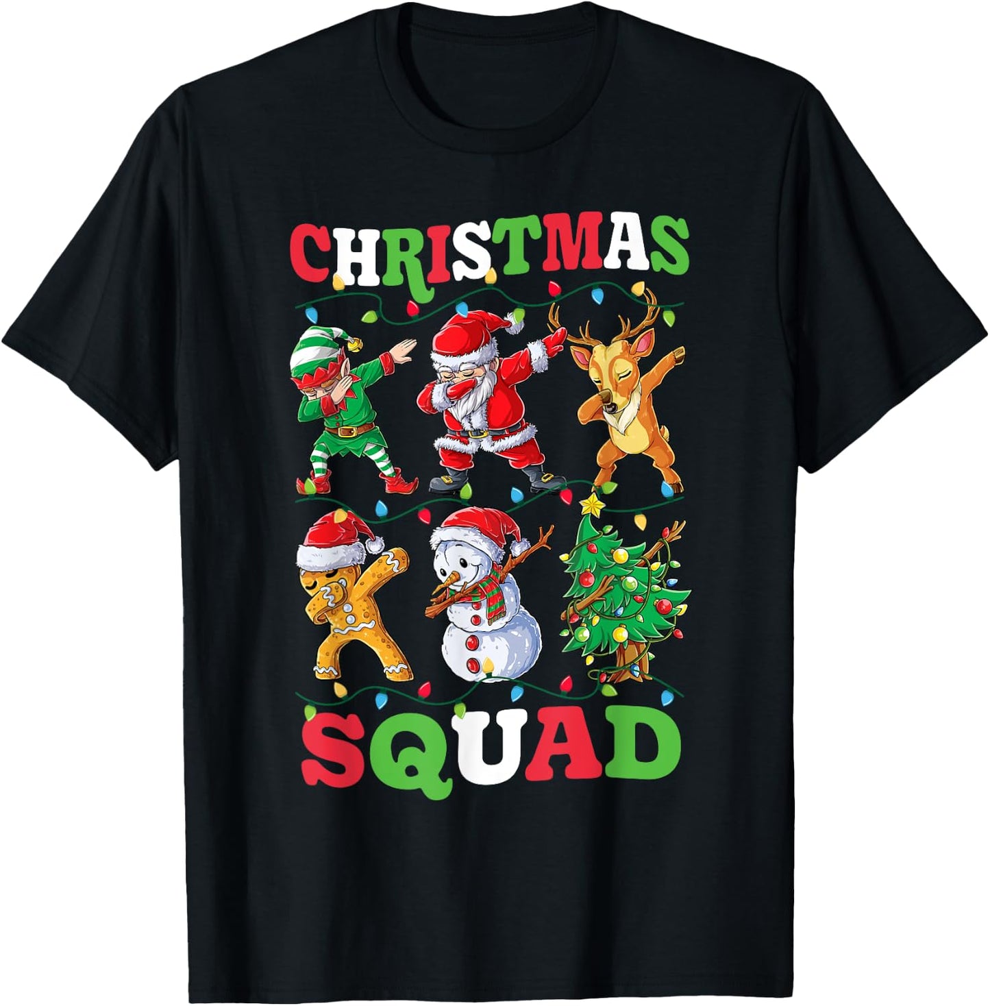 Christmas Squad Santa Dabbing Elf Family Matching Pajamas T-Shirt - T-Shirt | Black