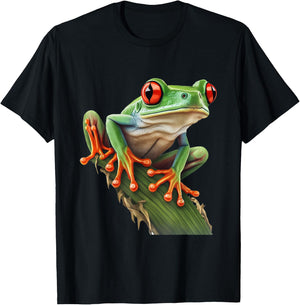Red Eyed Tree Frog Rainforest Amphibian Leaping Frog T-Shirt - T-Shirt | Black