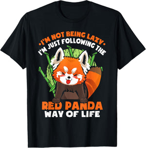 I'm Not Being Lazy | Funny Red Panda T-Shirt - T-Shirt | Black