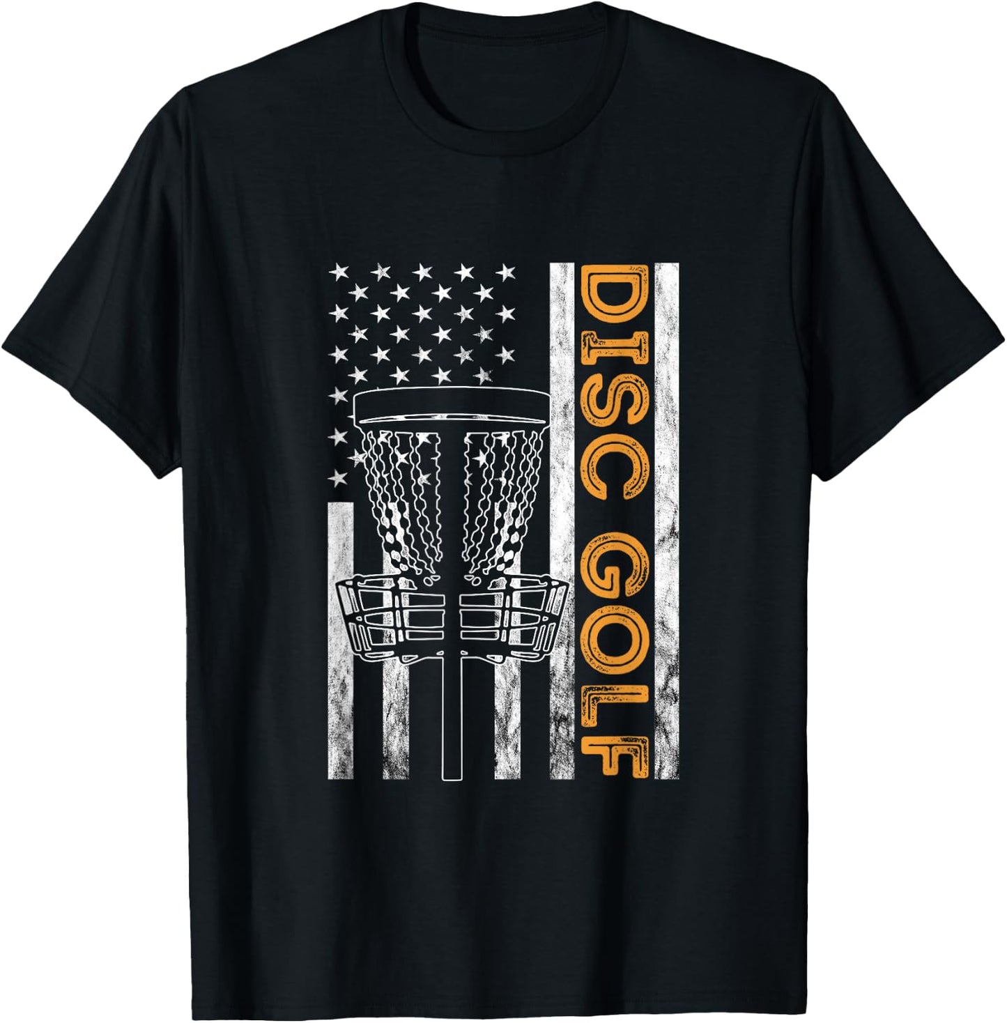 Disc Golf USA Flag America Frisbee Golf Disc Golf Player Kids Men T-Shirt - T-Shirt | Black