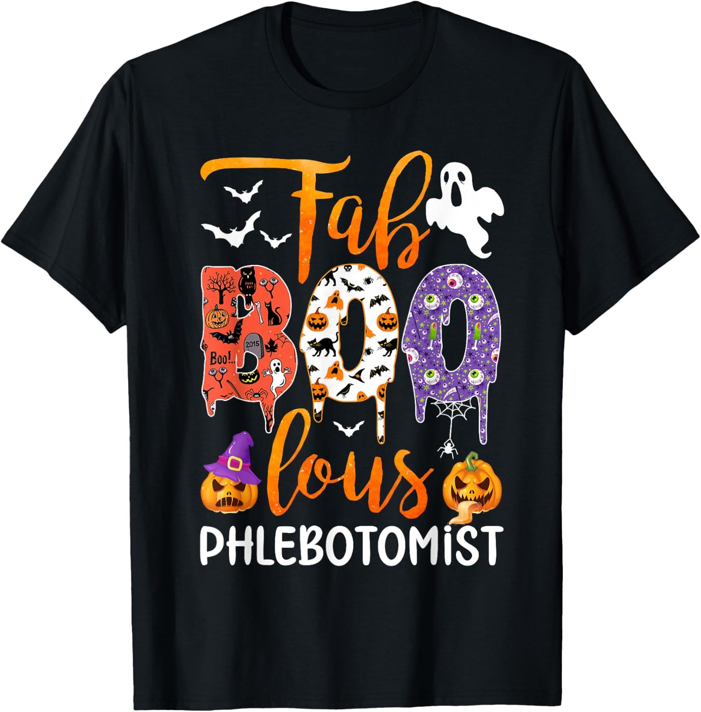 Fab Boo Lous Phlebotomist Boo Ghost Halloween Phlebotomist T-Shirt - T-Shirt | Black