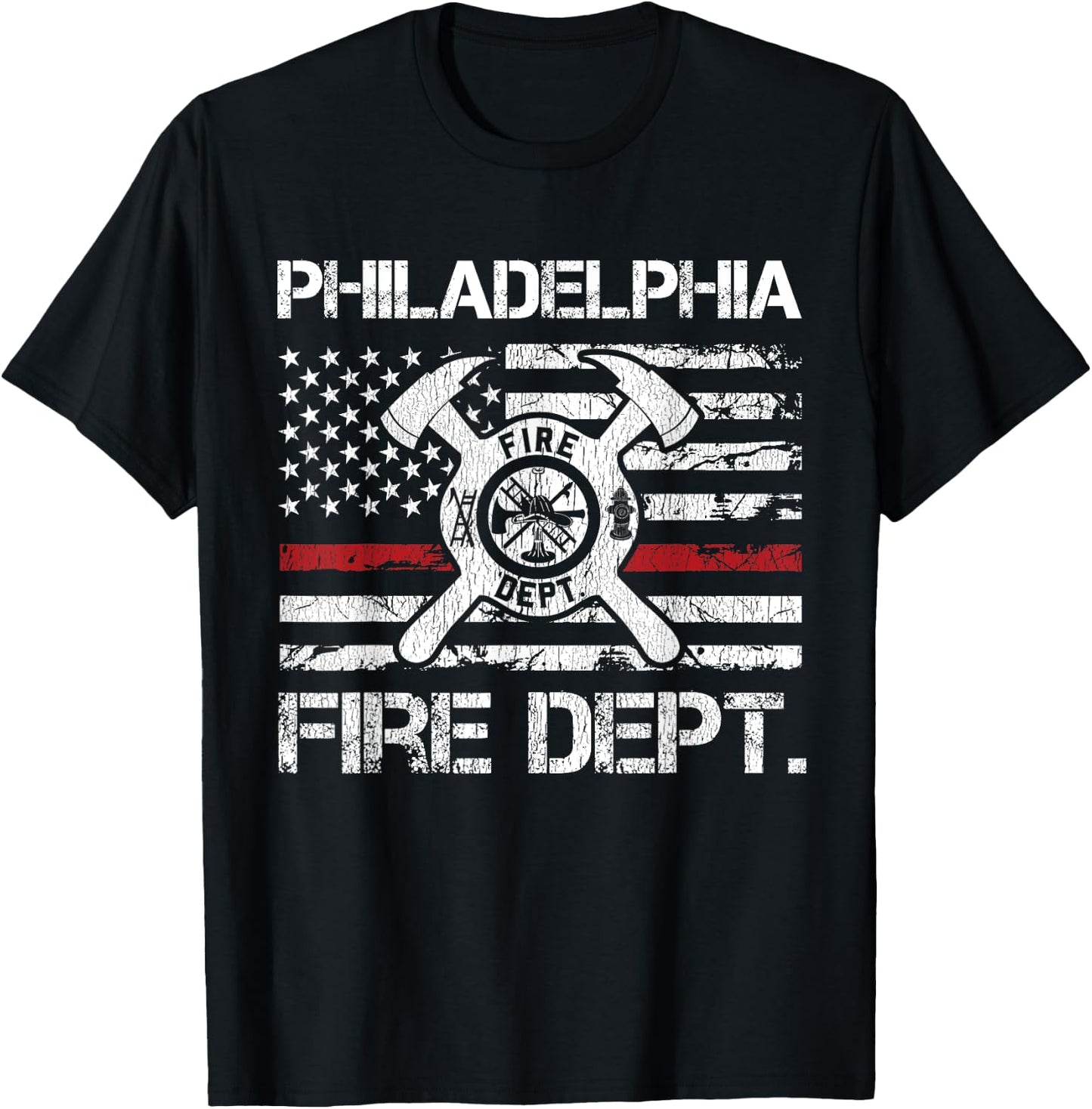 Philadelphia Pennsylvania Fire Department Thin Red Line T-Shirt - T-Shirt | Black