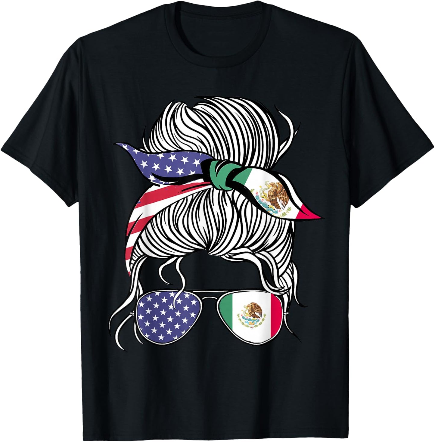 Mexican American Patriot Grown Proud Women Girl Flag Small T-Shirt - T-Shirt | Black