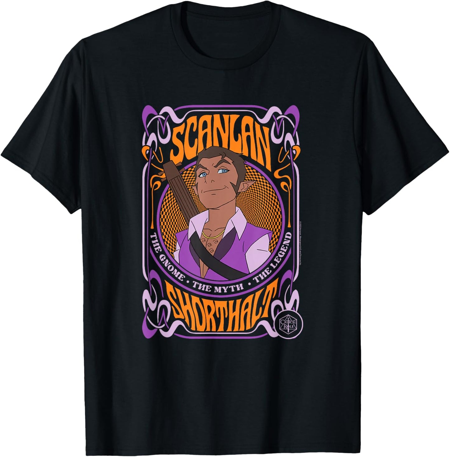 The Legend of Vox Machina Scanlan Psychedelic Frame T-Shirt - T-Shirt | Black