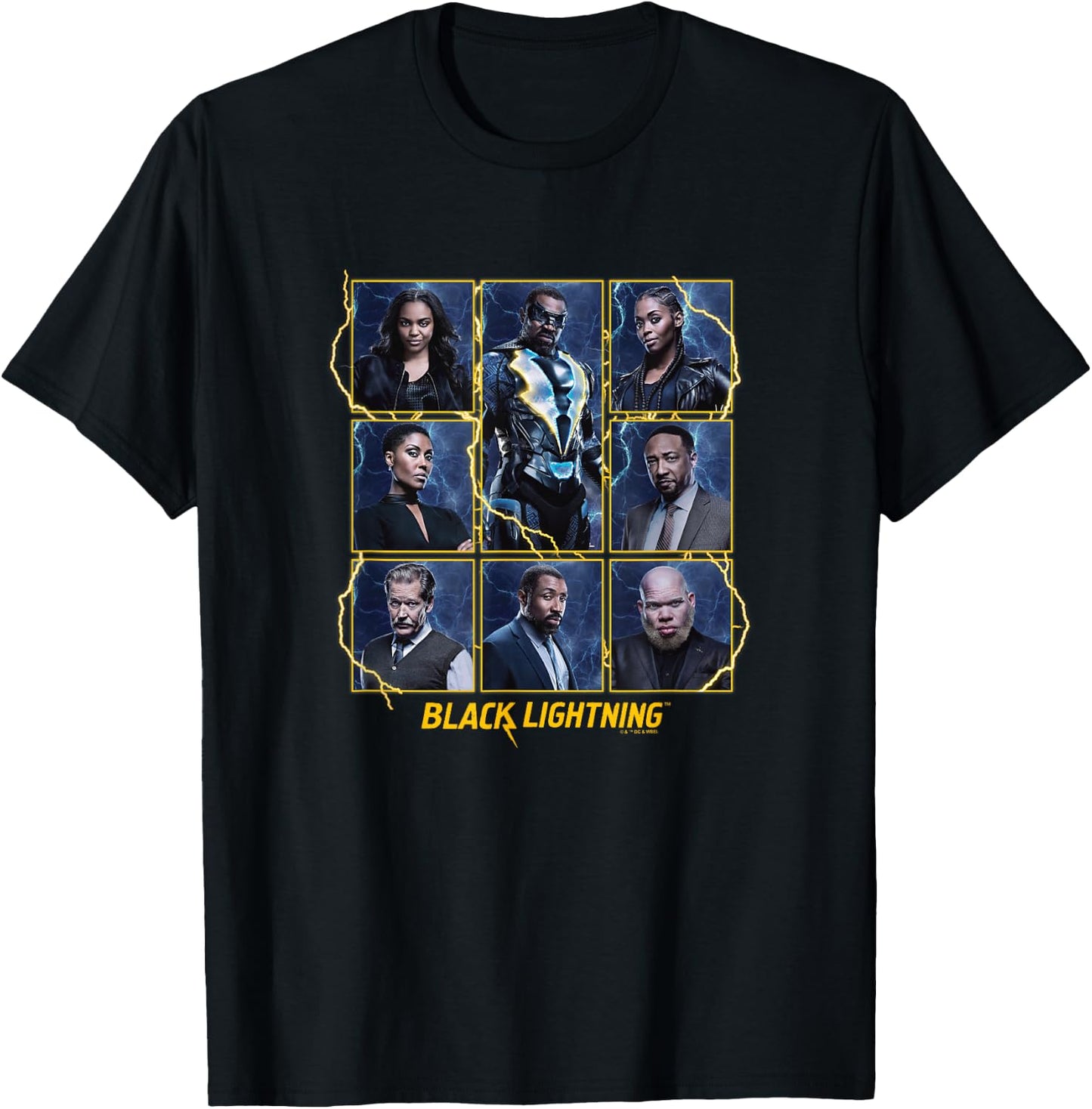 Black Lightning Super Hero Character Lightning Box Ups T-Shirt - T-Shirt | Black