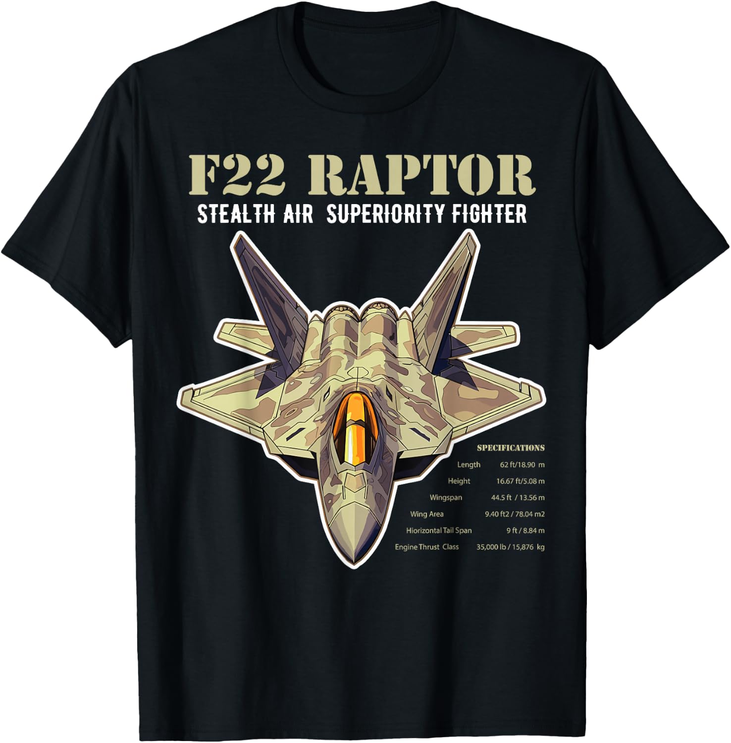 F-22 Raptor Fighter Jet Military Aircraft Men Dad T-Shirt - T-Shirt | Black