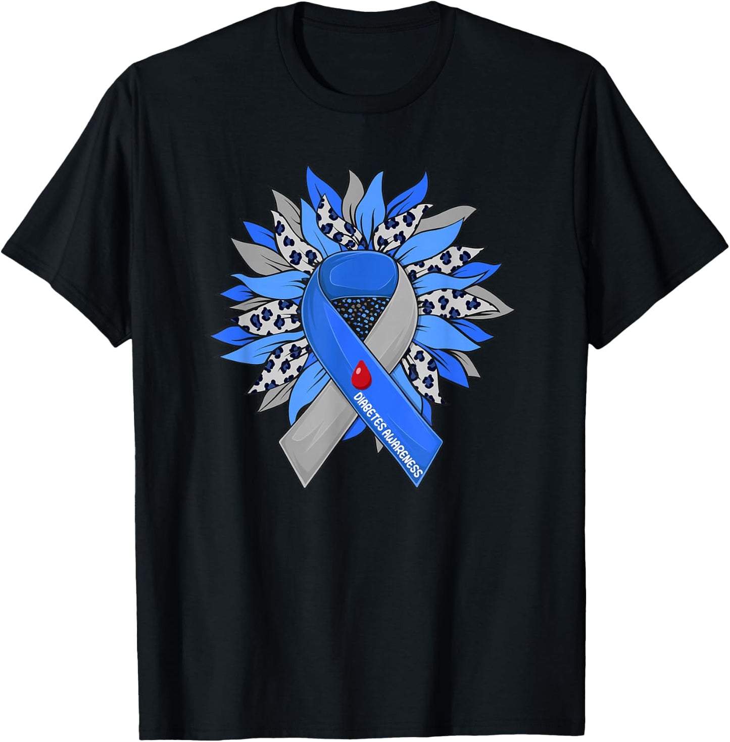 Diabetes Sunflower Type T1D T2D Diabetic Diabetes Awareness T-Shirt - T-Shirt | Black