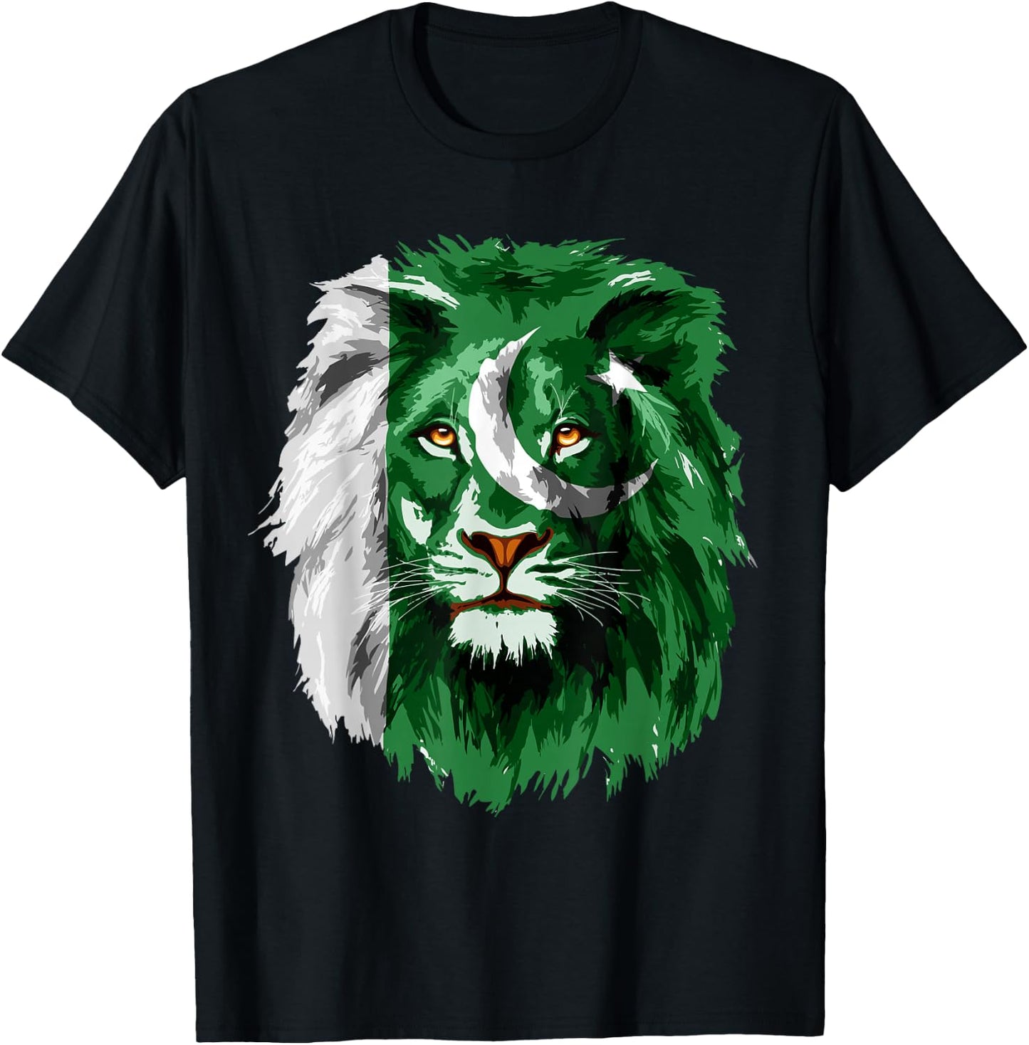 Pakistan Flag Lion Face Pakistani Pride Vintage T-Shirt - T-Shirt | Black