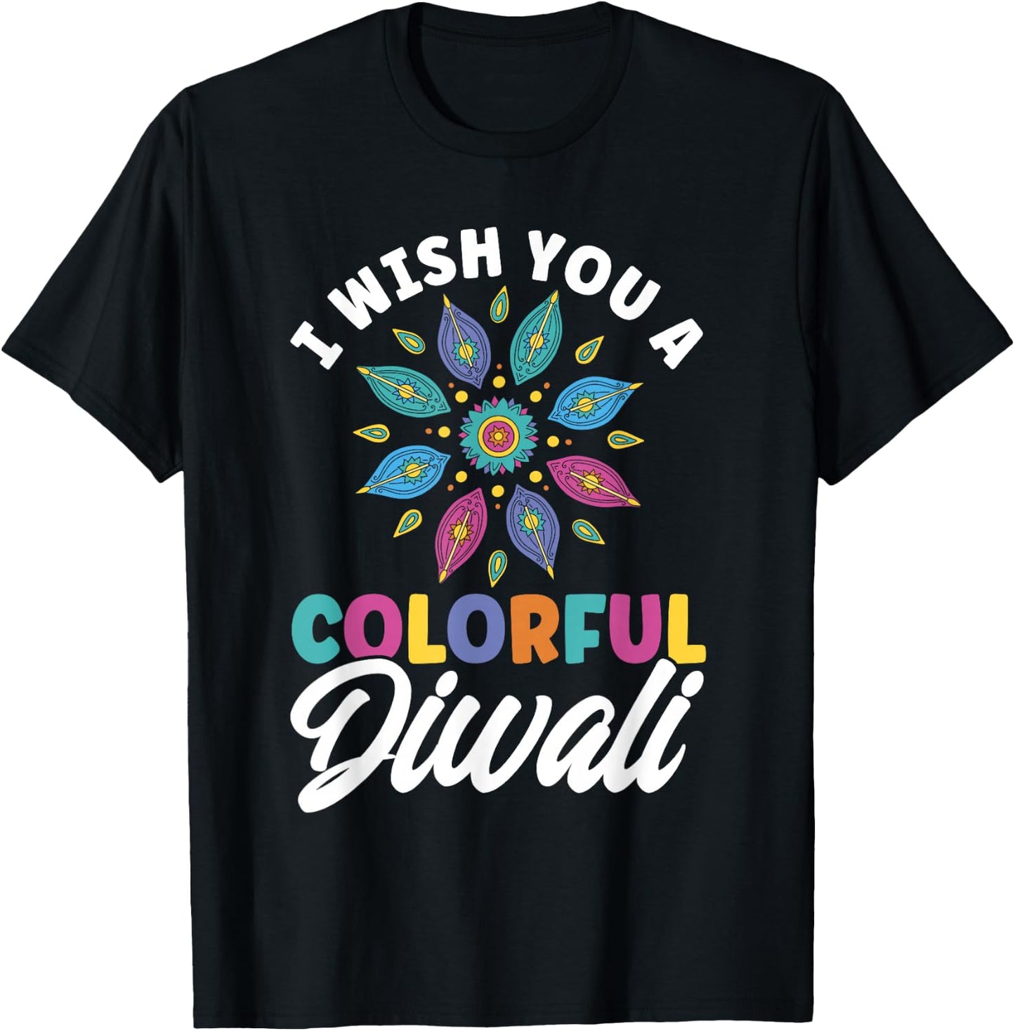 Shubh Deepalawi Colorful Diwali Diwali T-Shirt - T-Shirt | Black