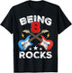 Being 8 Rocks Guitar Eight Years Funny 8th Birthday Kids T-Shirt - T-Shirt | Black