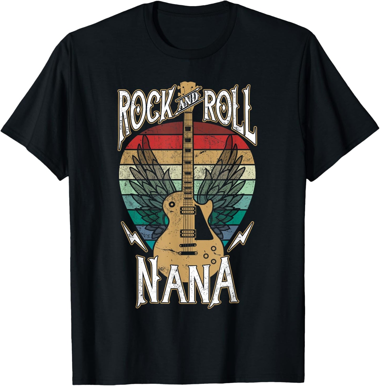 Rock n Roll Nana Vintage Guitar Player Music Lover T-Shirt - T-Shirt | Black