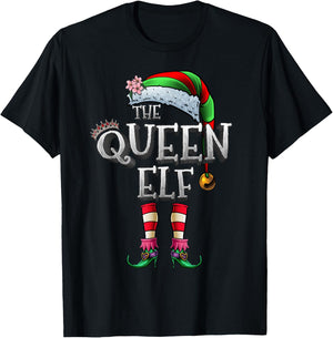 The Queen Elf Shirt Matching Family Christmas Elf Women Girl T-Shirt - T-Shirt | Black
