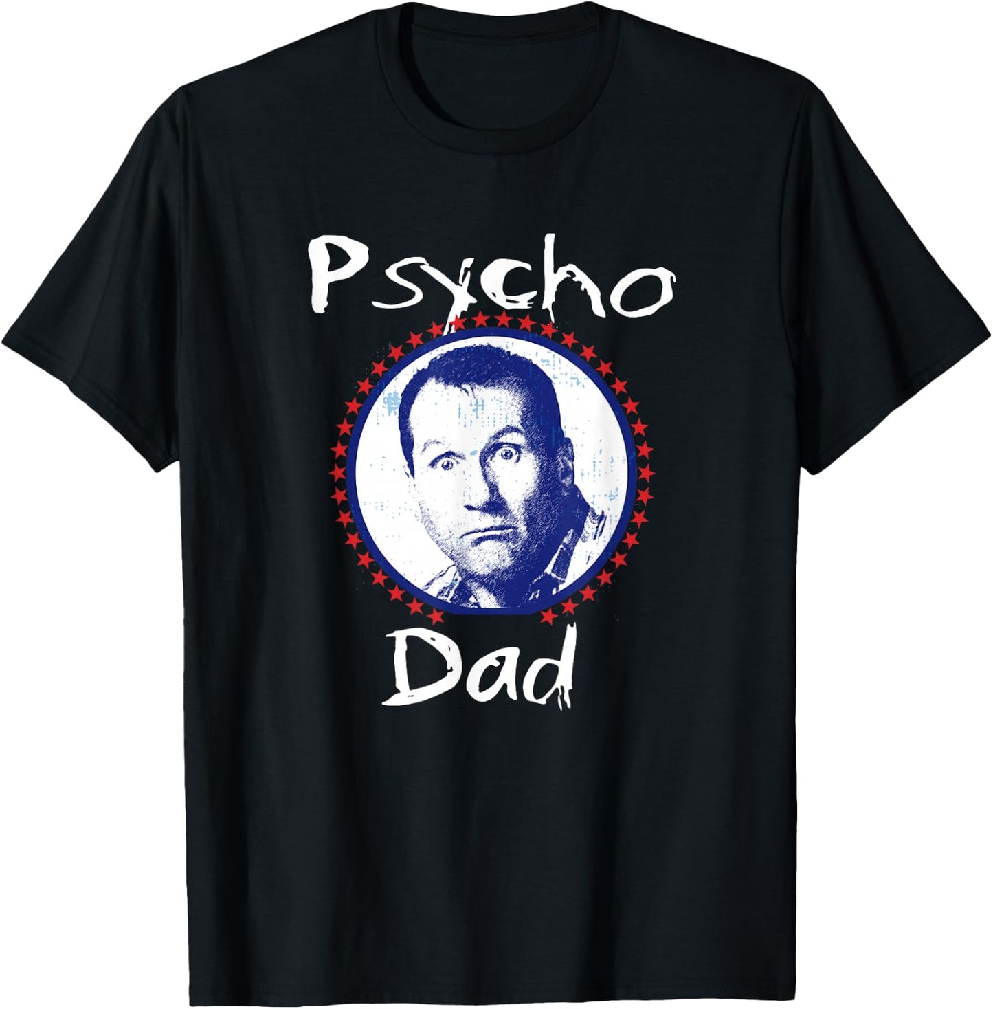 LFH Psycho Dad Funny - Men's Black Small Classic Mao Collar Letter Print T-Shirt - T-Shirt | Black
