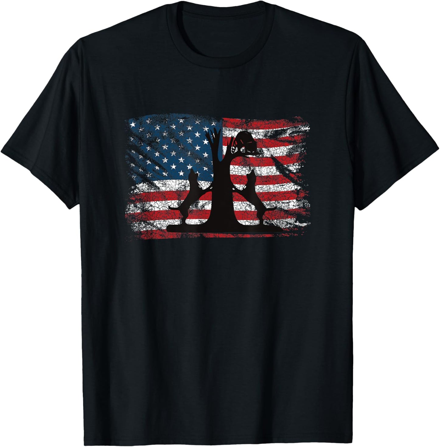 Patriotic Coon Hunting Dogs American Flag T-Shirt - T-Shirt | Black