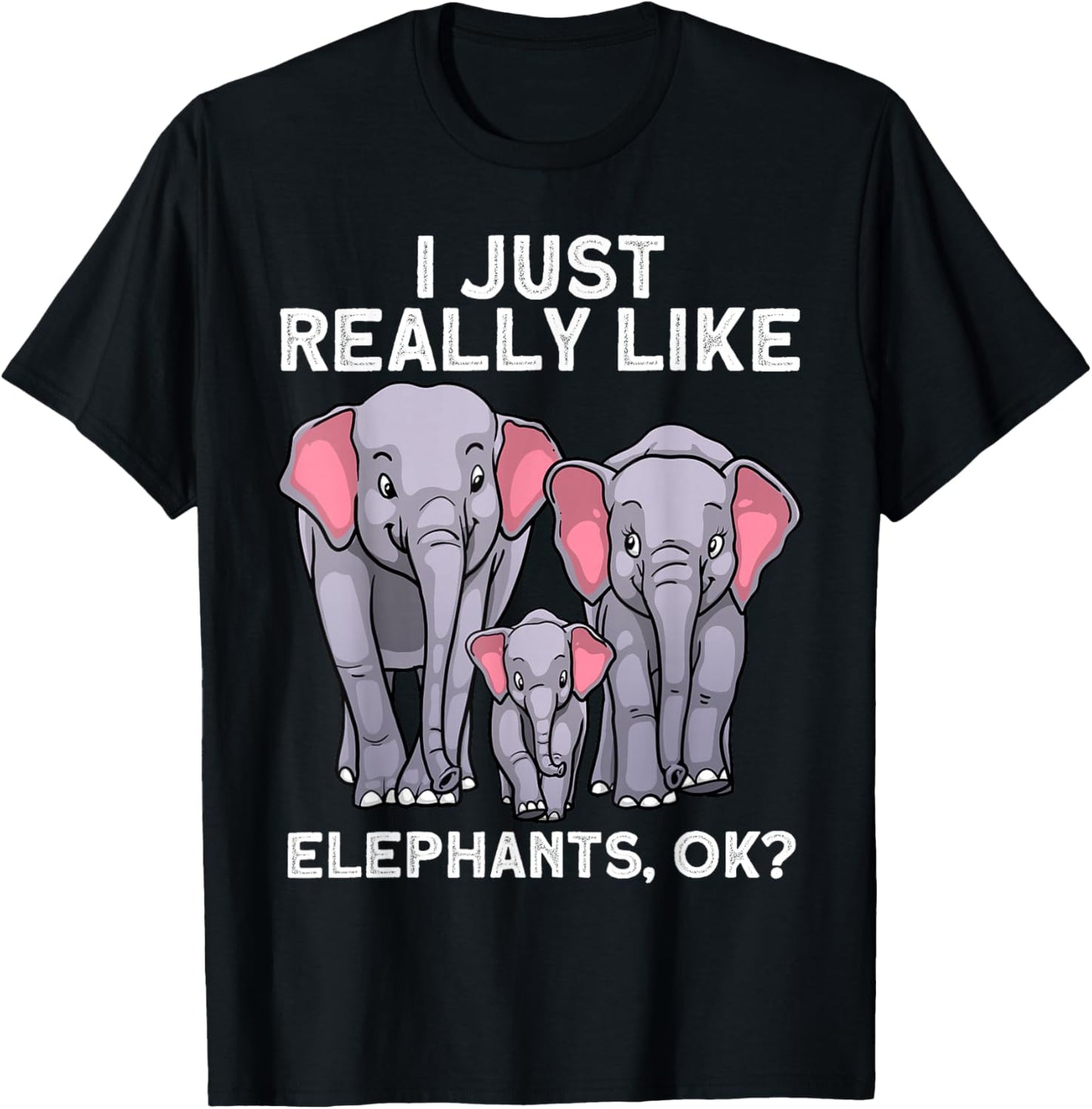 Cute Elephant Women Kids Land Animal Elephant Lover T-Shirt - T-Shirt | Black
