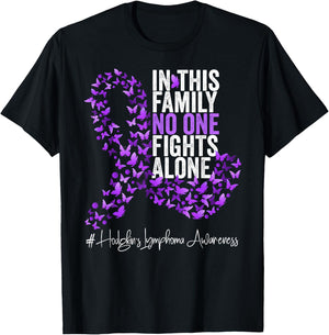 Hodgkin's Lymphoma Awareness Month Purple Ribbon T-Shirt - T-Shirt | Black