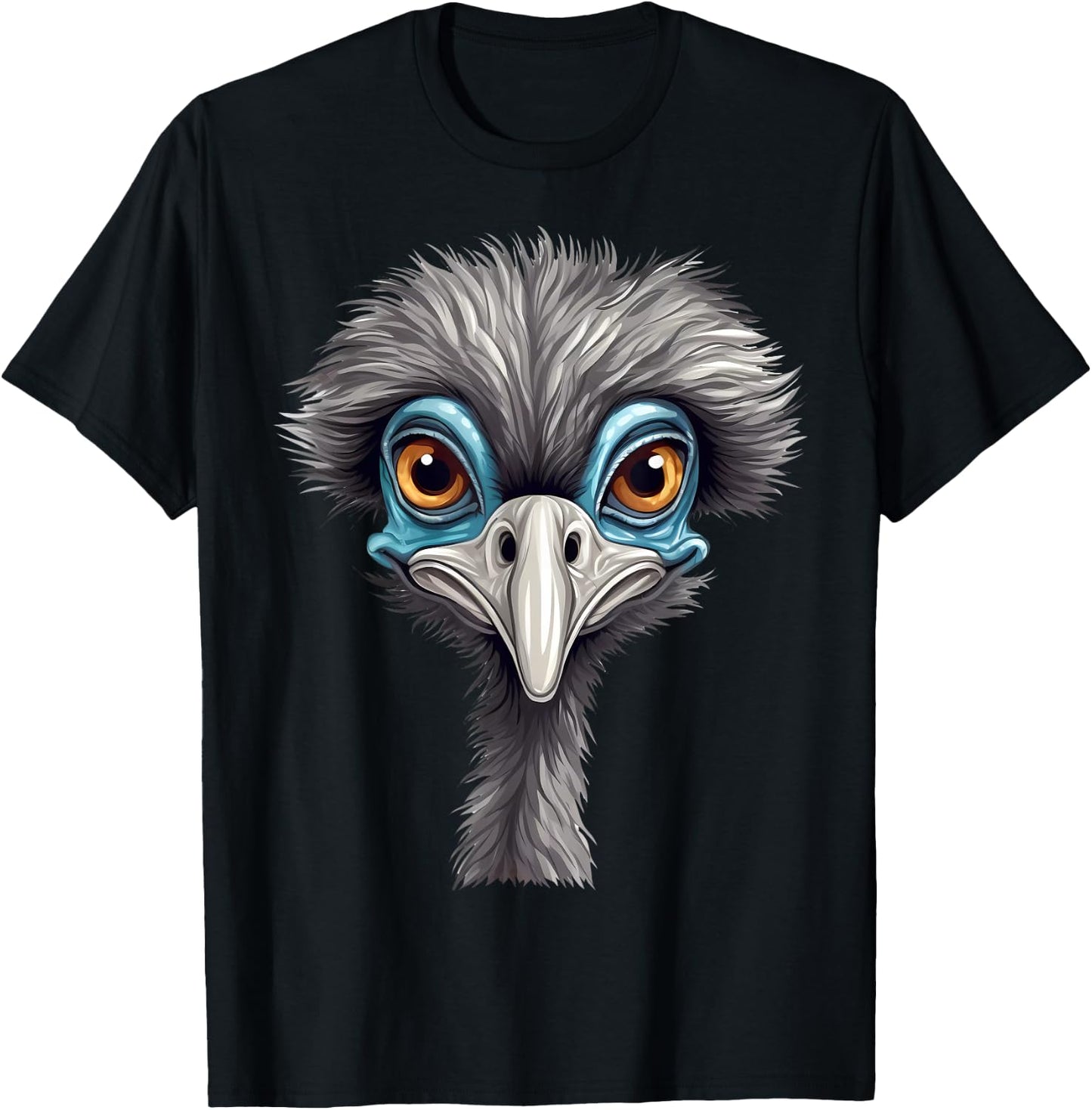 Funny Emu Lover Animal Face Ostrich T-Shirt - T-Shirt | Black
