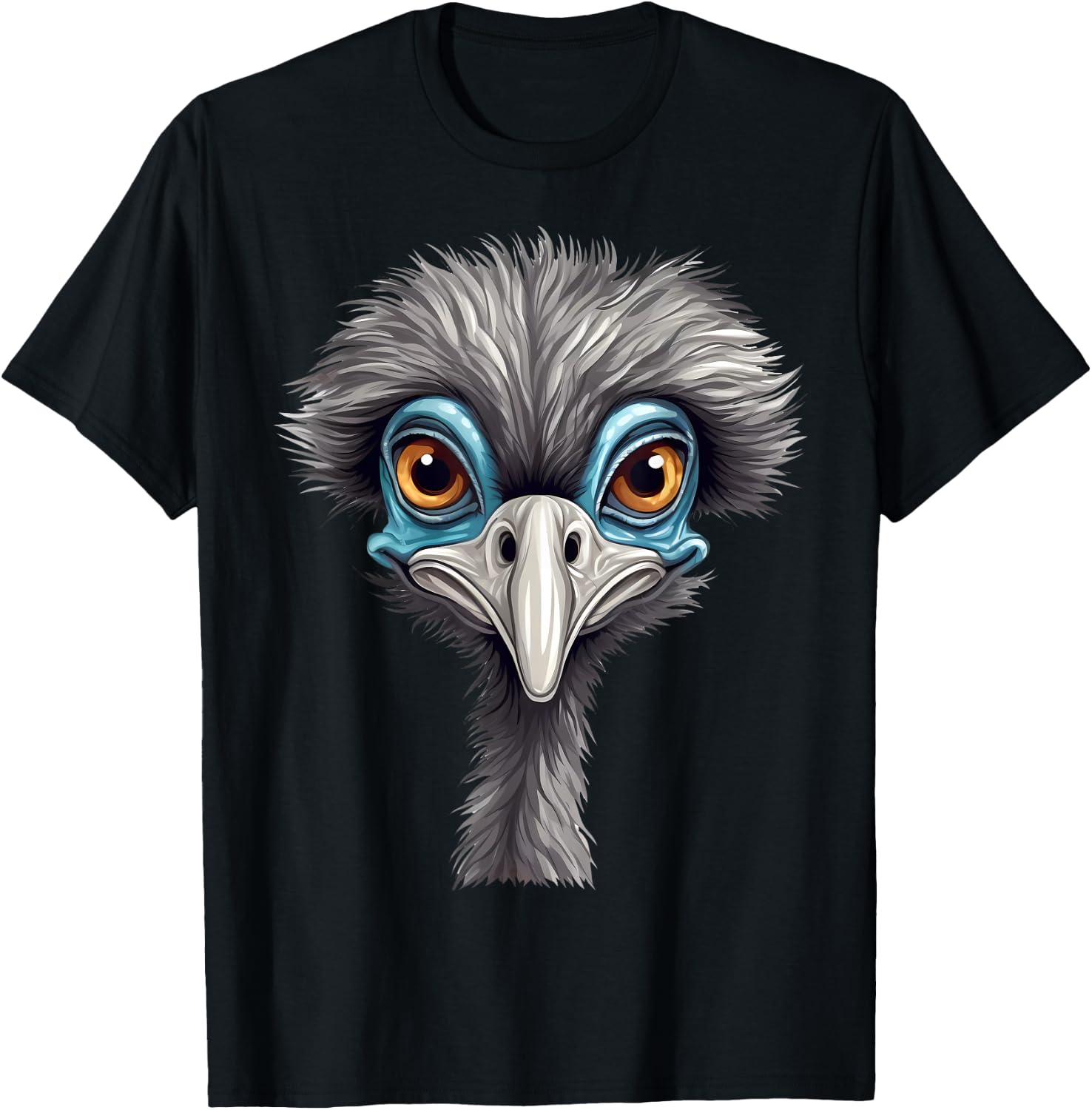 Funny Emu Lover Animal Face Ostrich T-Shirt - T-Shirt | Black